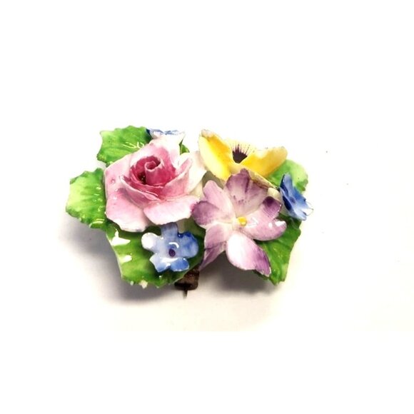 Royal Adderley Bone China Floral Bouquet Brooch/Pin Made In England - Picture 3 of 6